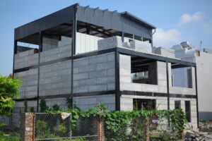 Xây nhà khung thép lắp ghép tấm bê tông siêu nhẹ eps Nucewall Kim Châu