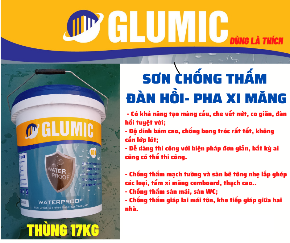 chống nứt chống thấm đàn hồi glumic